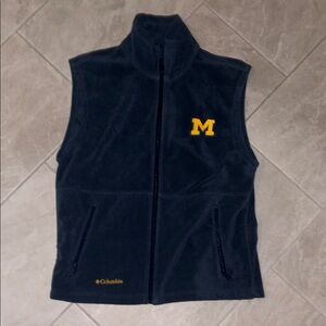 University of Michigan Columbia Navy Fleece Vest with Yellow Logo